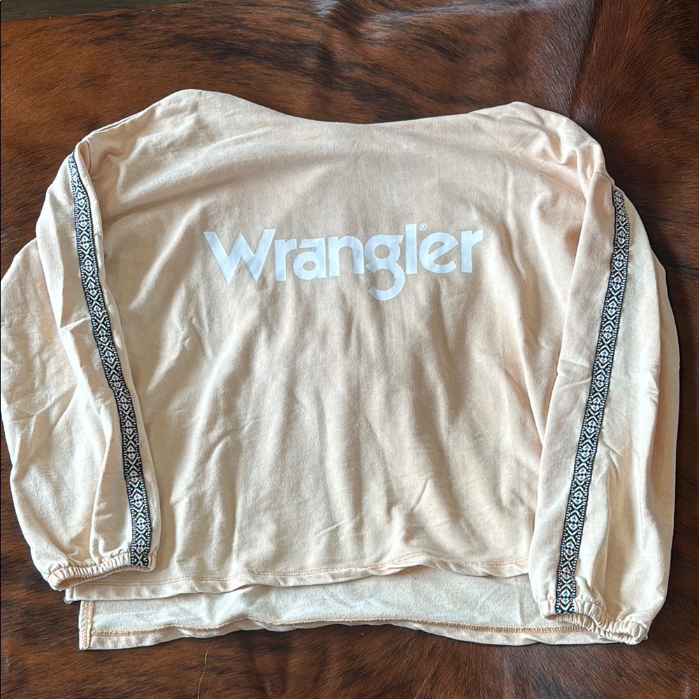 Wrangler Beige Sweatshirt with Patterned Sleeves